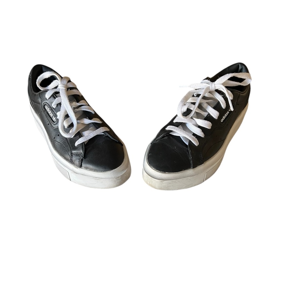 Adidas Sleek Super Womens Size 5.5‎ Black Athletic Casual Shoes Sneakers EE4519